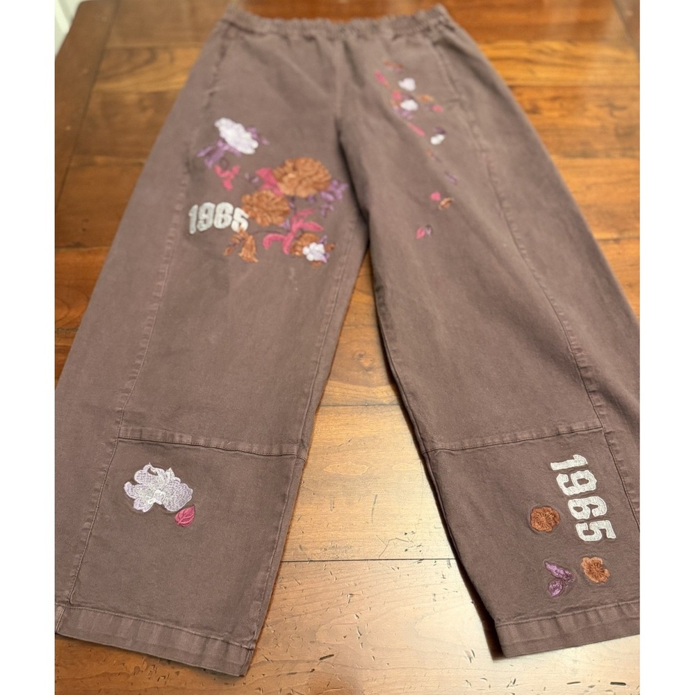 Anthropologie Pilcro The Izzie Embroidered Barrel Pants 1965 Floral New w/Tags S